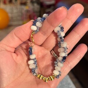Elegant Blue and White Gemstone Beaded Bracelet